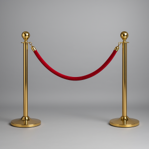 Poteaux de foule or et rouge